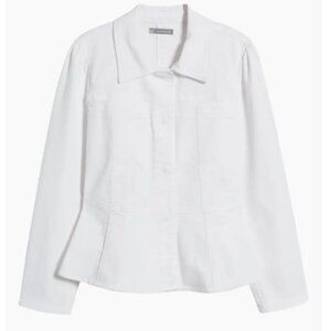 Wit & Wisdom Peplum Denim Jacket - White